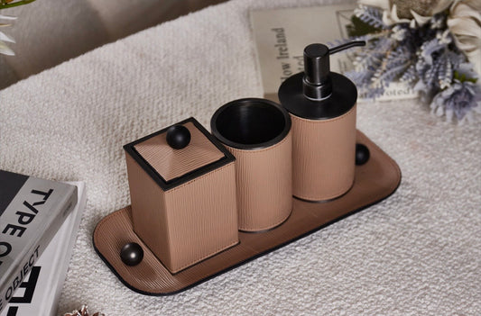 Ensemble salle de bain - Cuir, finition noire - RICCIO